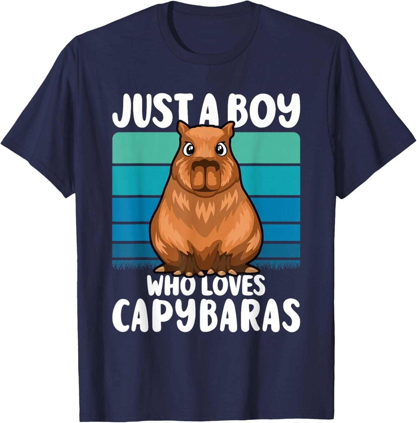 Just A Boy Who Loves Capybaras Funny Capybara Boys Kids T-Shirt - T-Shirt | Navy