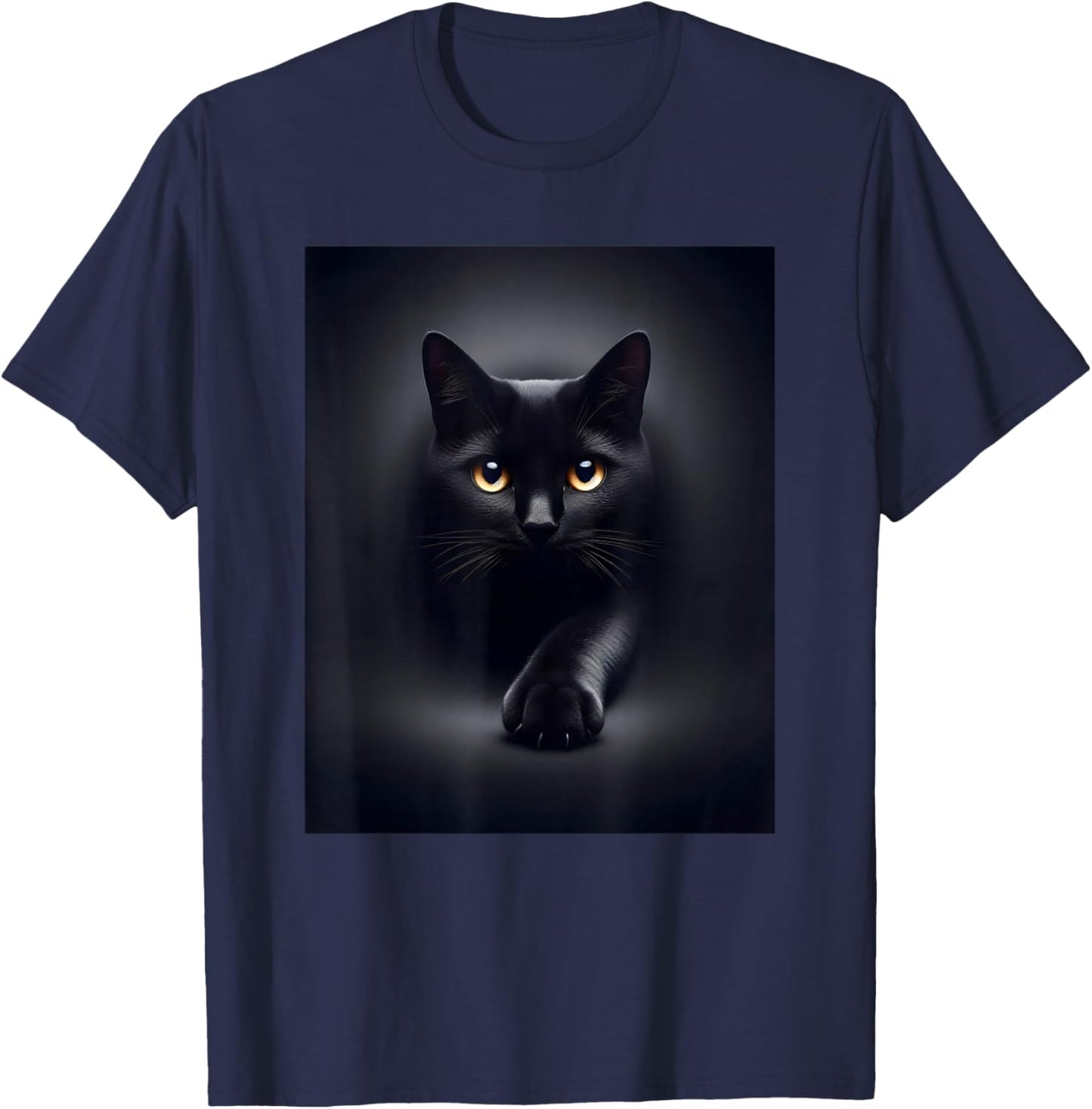 Black Cat Yellow Eyes Women Kids T-Shirt - T-Shirt | Navy
