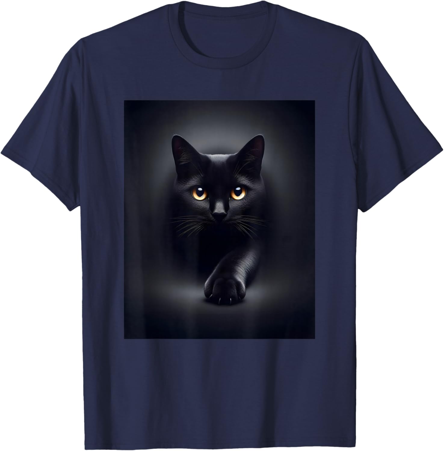 Black Cat Yellow Eyes Women Kids T-Shirt - T-Shirt | Navy