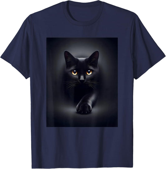 Black Cat Yellow Eyes Women Kids T-Shirt - T-Shirt | Navy