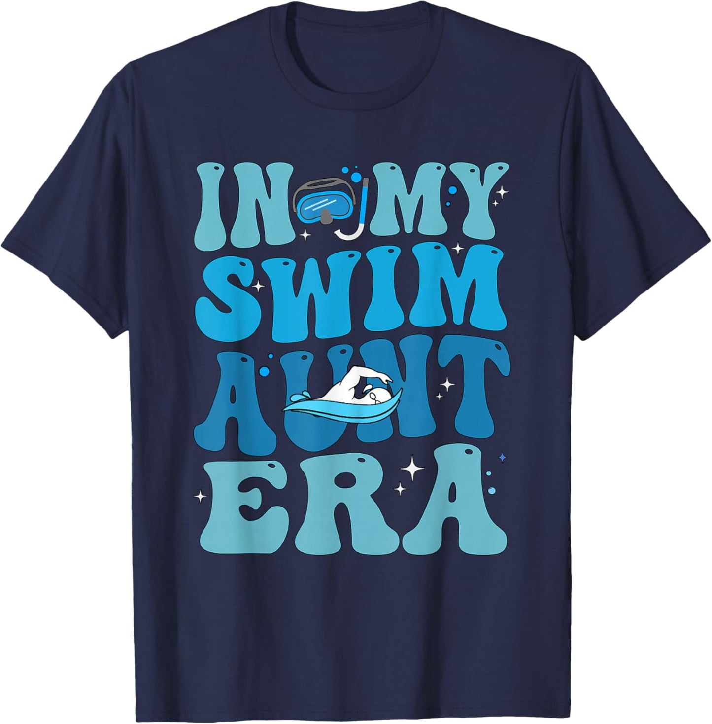Groovy In My Swim Aunt Era Swim Aunt Funny Retro T-Shirt - T-Shirt | Navy