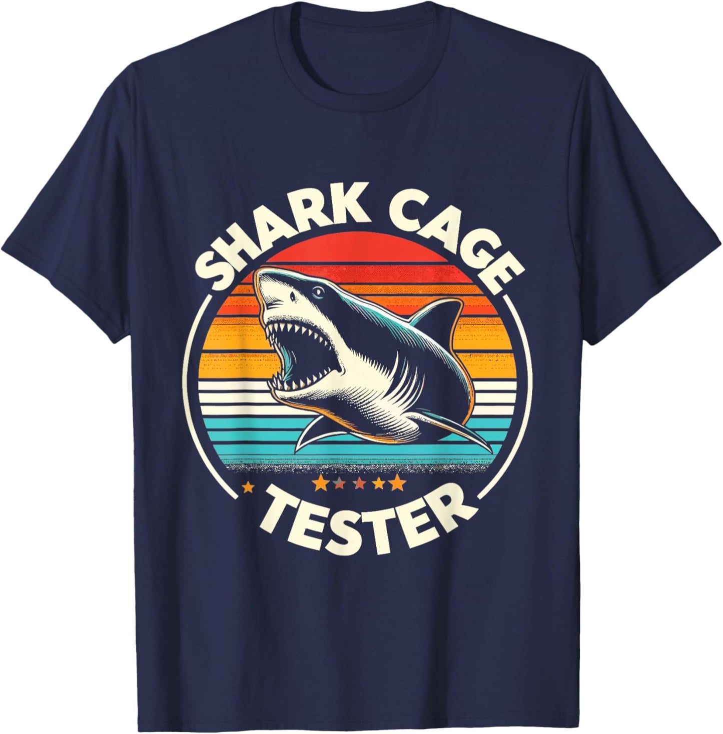 Retro Shark Cage Tester Recovery Funny Leg Arm Amputee T-Shirt - T-Shirt | Navy