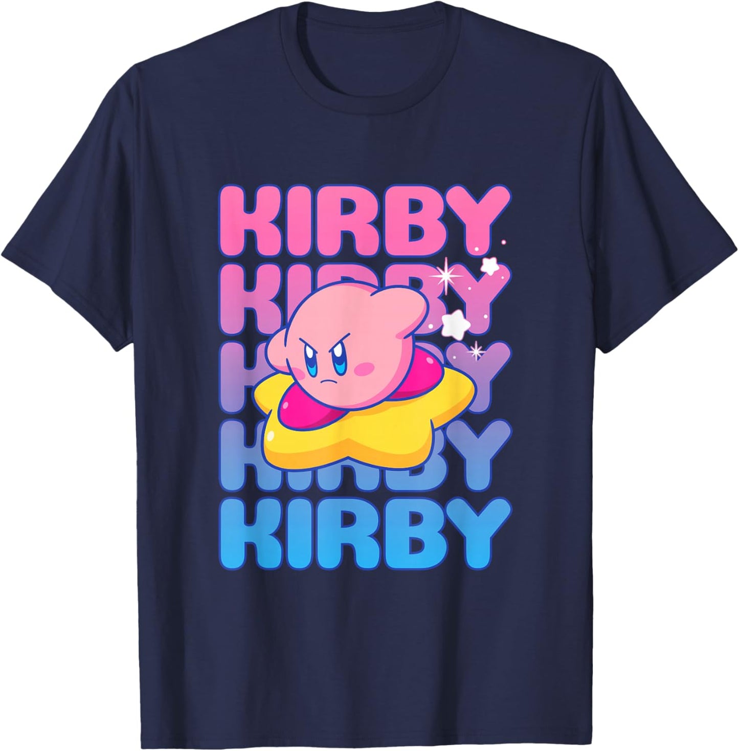 Kirby Nintendo Big Bubble Text Stack T-Shirt - T-Shirt | Navy