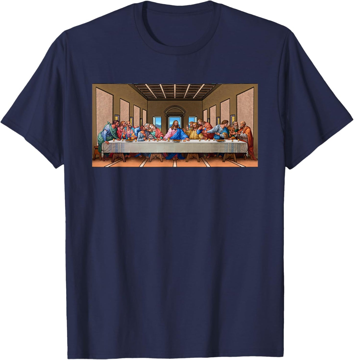 The Last Supper Jesus Christ Leonardo Da Vinci Painting T-Shirt - T-Shirt | Navy