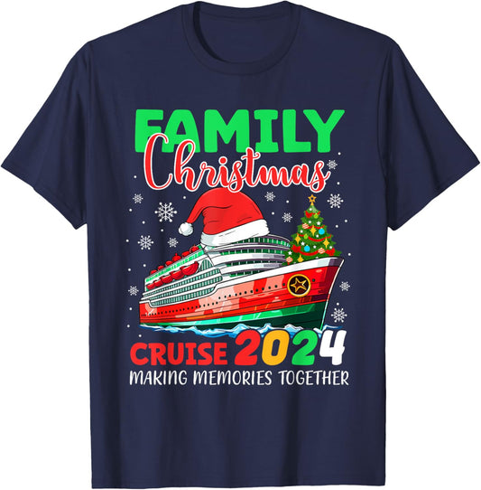 Family Christmas Cruise 2024 Squad Crew Xmas Cruising Lover T-Shirt - T-Shirt | Navy