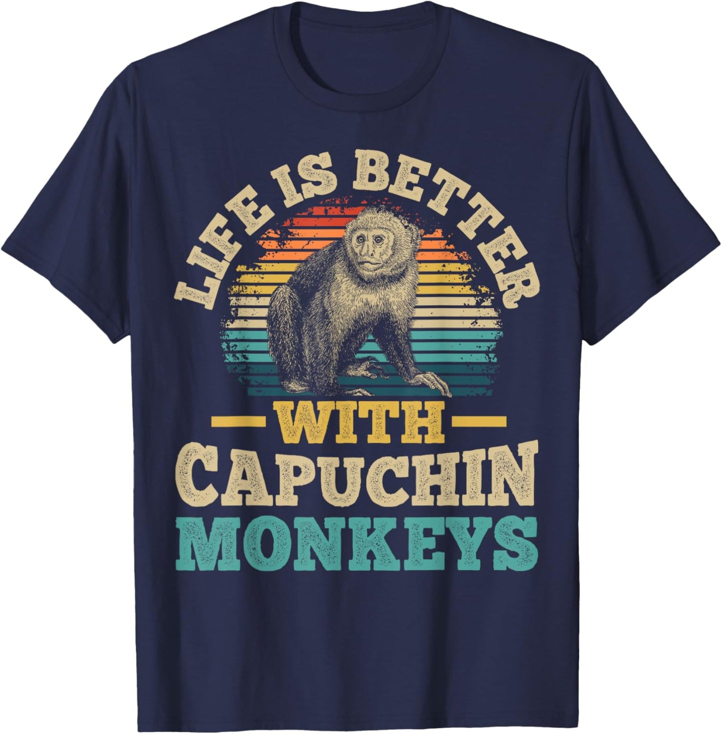 Monkey and Capuchin Monkey Design for a Capuchin Monkey fan T-Shirt - T-Shirt | Navy