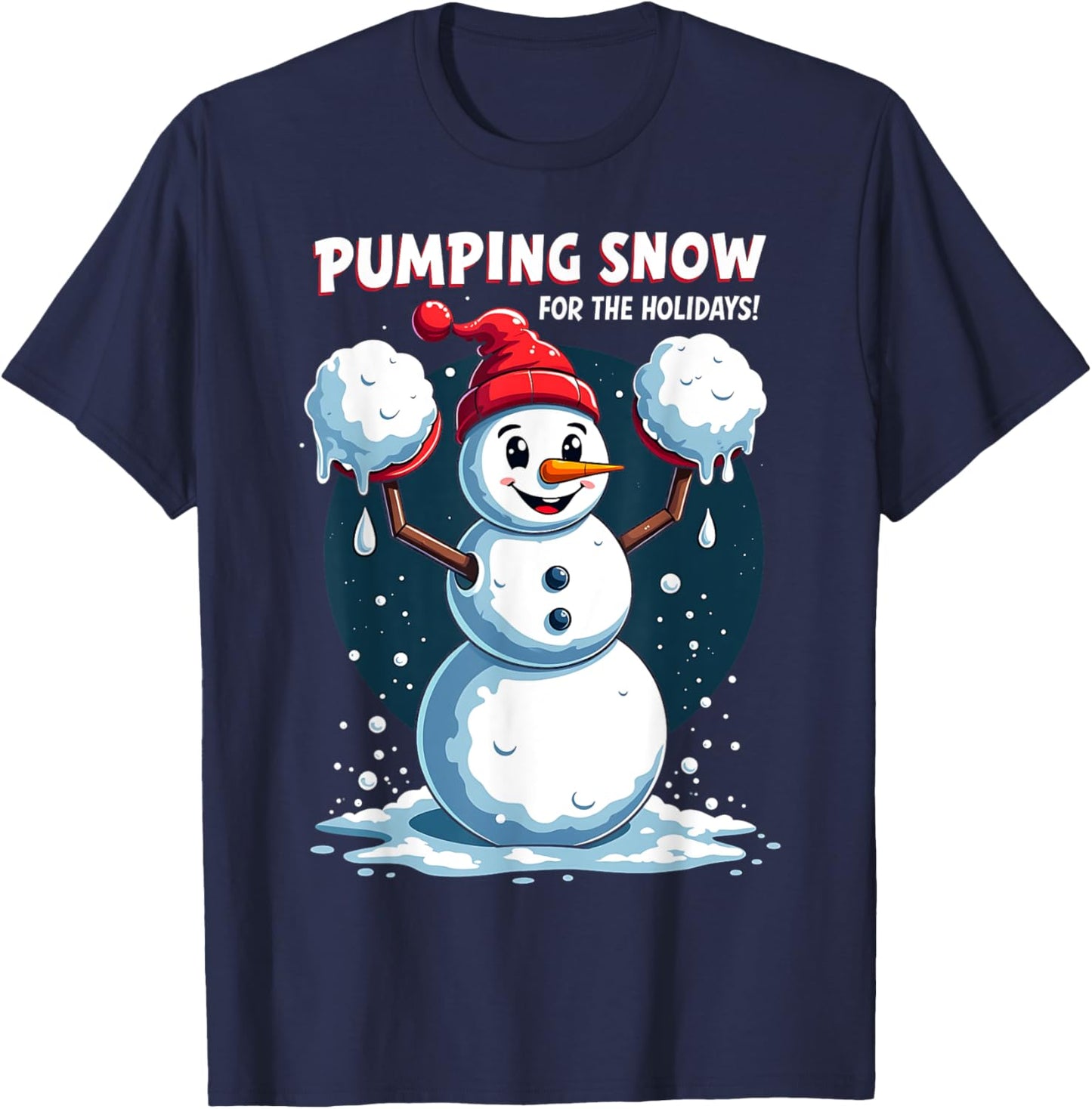 Funny Workout Snowman Christmas Holiday Gym Lifting Snow T-Shirt - T-Shirt | Navy