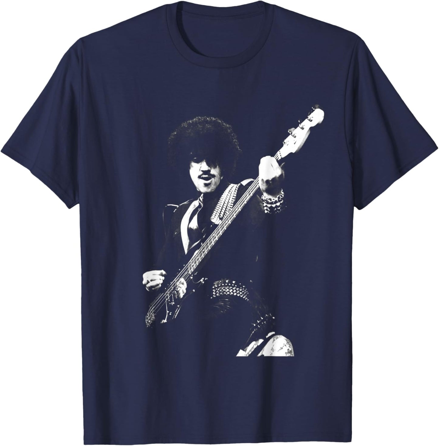 Thin Lizzy Bassist Phil Linot Live by Simon Fowler T-Shirt - T-Shirt | Navy