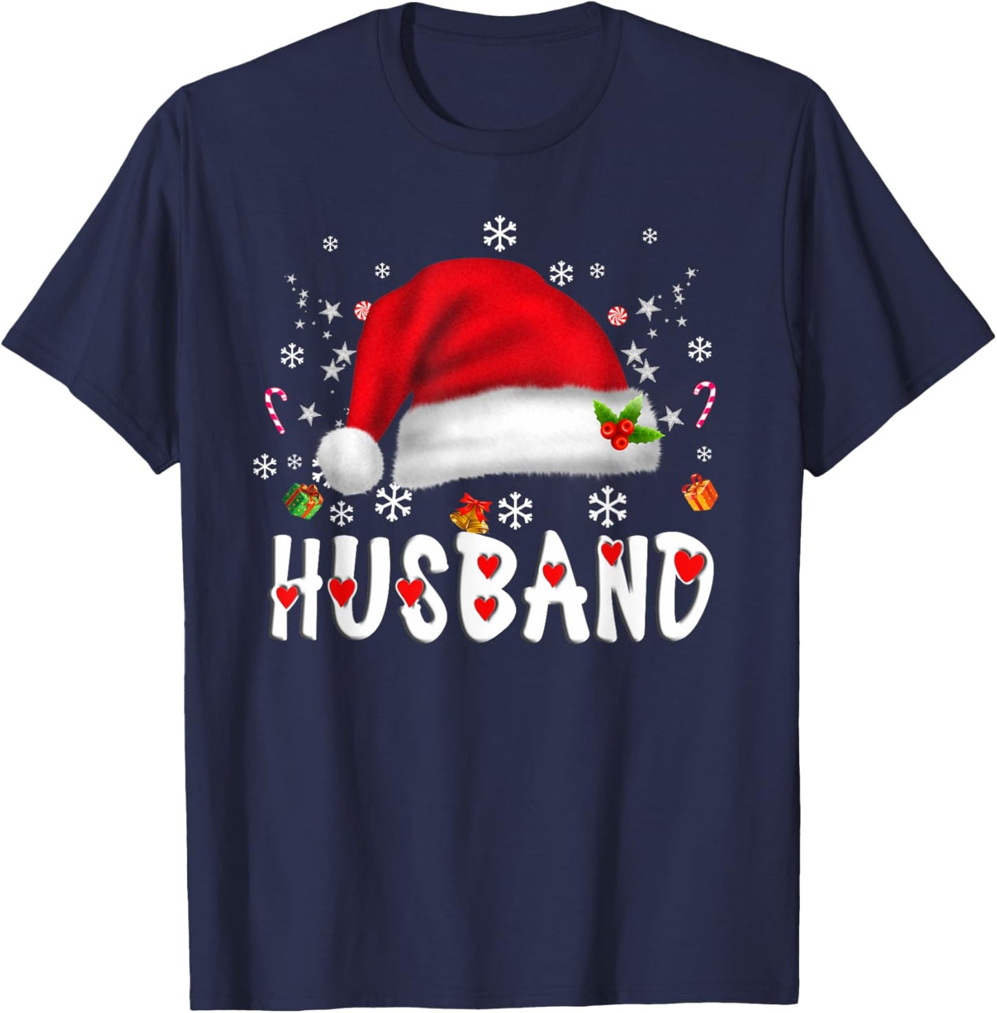 Husband Santa Christmas Family Matching Pajamas Xmas T-Shirt - T-Shirt | Navy
