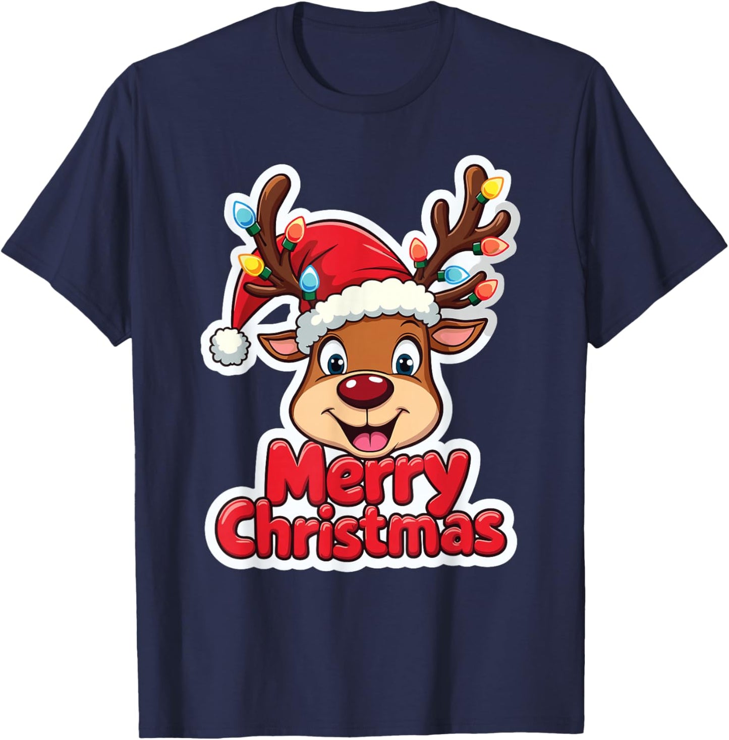 Merry Christmas Reindeer Xmas Family Winter Joy T-Shirt - T-Shirt | Navy