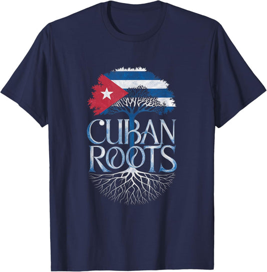 Cuban Roots - Cuba Flag Colors Family Tree Souvenir T-Shirt - T-Shirt | Navy