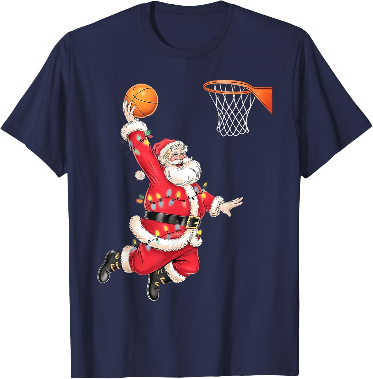 Funny Santa Claus Playing Basketball Merry Christmas Boys T-Shirt - T-Shirt | Navy