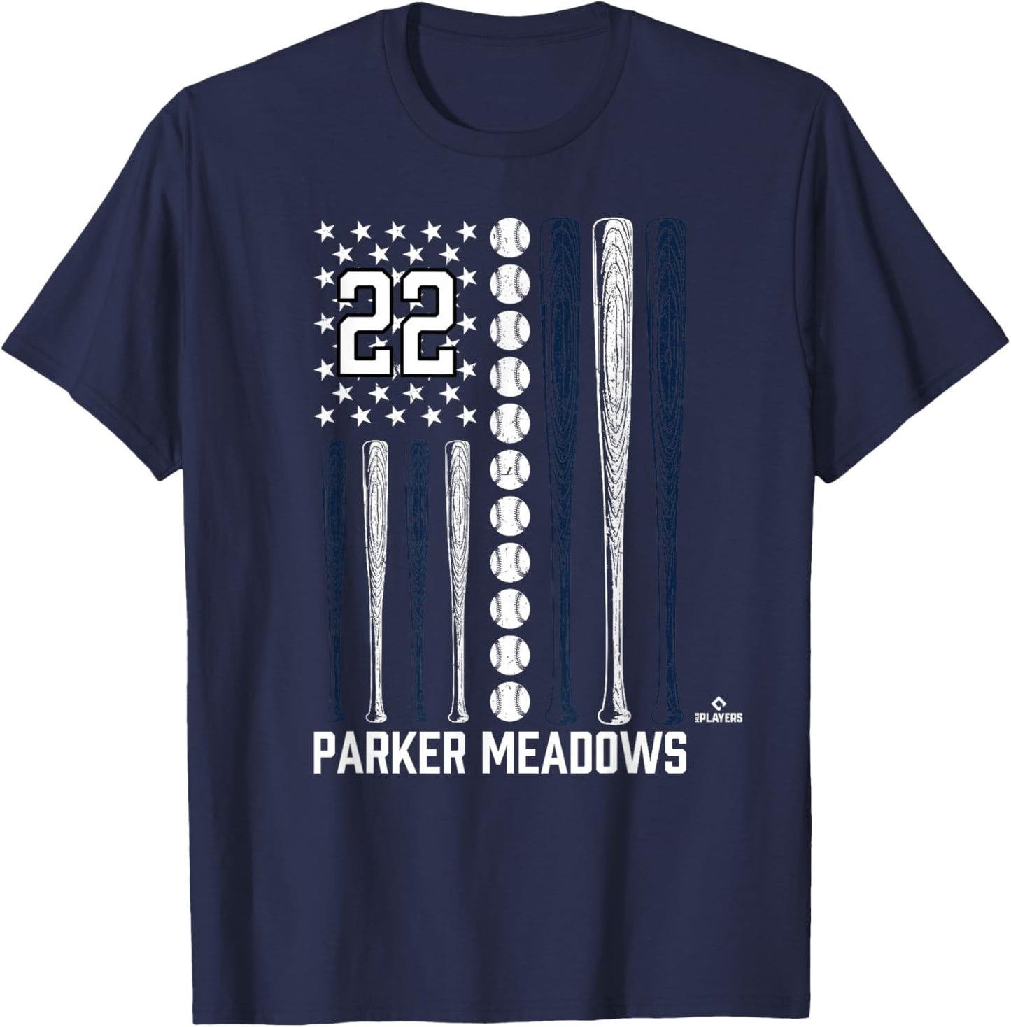 Baseball American Flag Parker Meadows Detroit Baseball MLBPA T-Shirt - T-Shirt | Navy