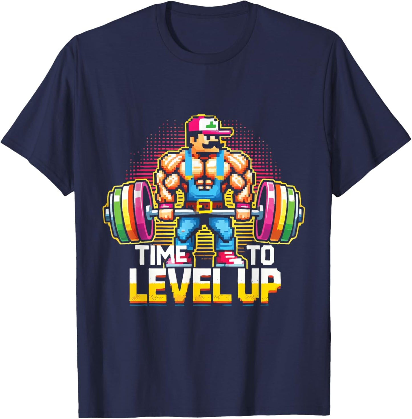 Level Up Video Game Gamer Gym Workout Gaming Fitness Lifting T-Shirt - T-Shirt | Navy