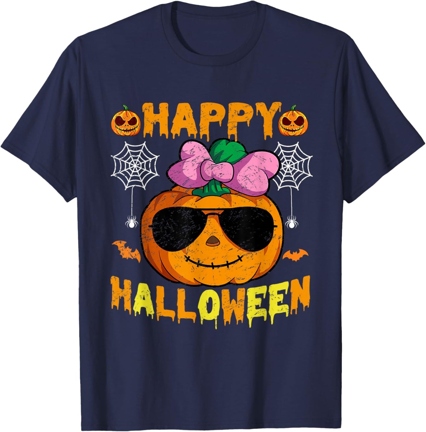 Funny Halloween Trick Or Treat Pumpkin Happy Halloween 2025 T-Shirt - T-Shirt | Navy