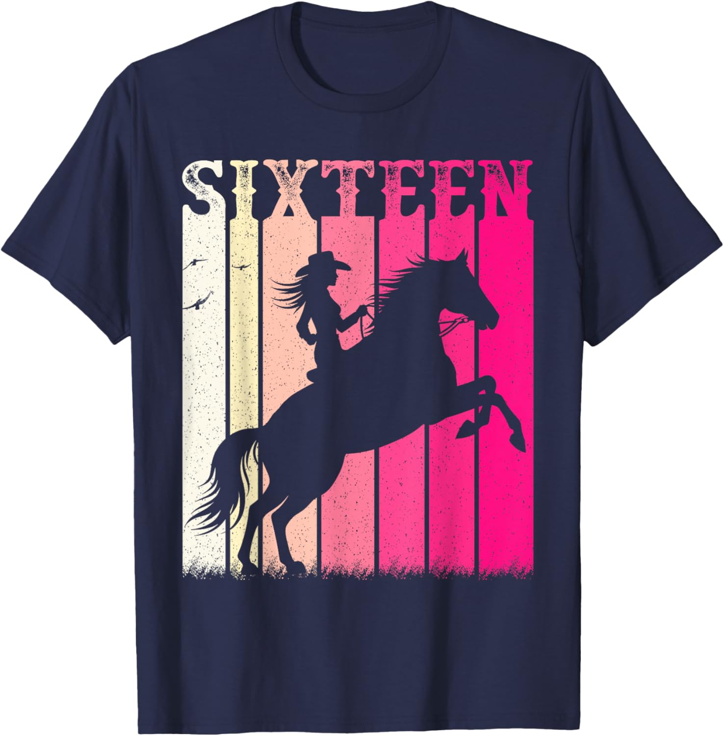 Rodeo 16th Birthday Cowgirl Girls 16 Year Old Horse Western T-Shirt - T-Shirt | Navy