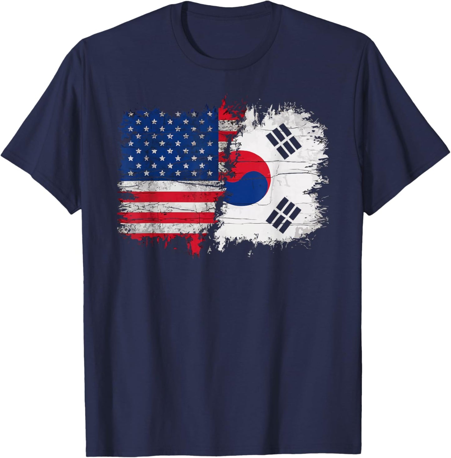 Half American Half Korean USA Flag South Korea America T-Shirt - T-Shirt | Navy