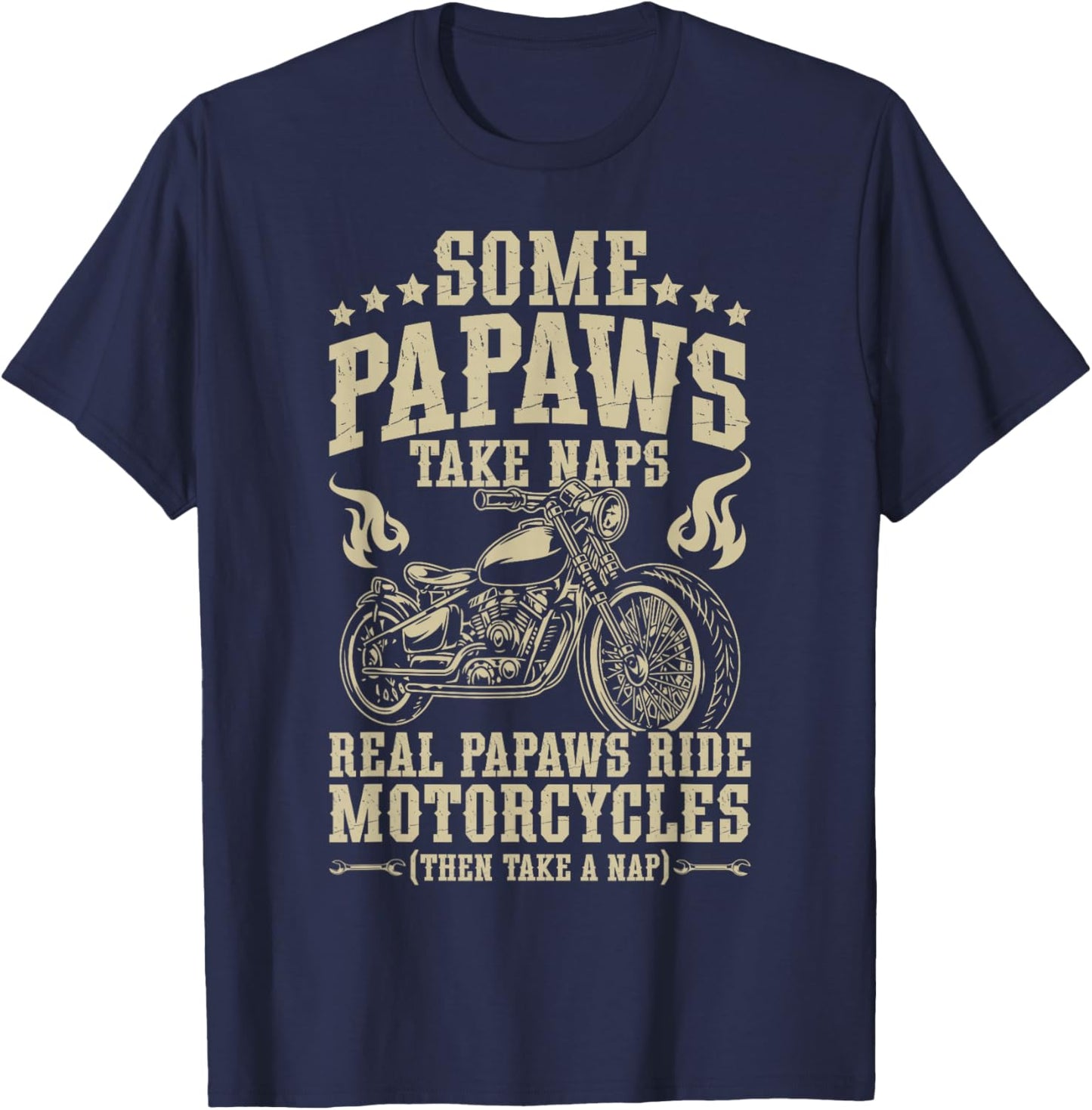 Real Papaws Ride Motorcycle Rider Papaw Biker Papaw T-Shirt - T-Shirt | Navy