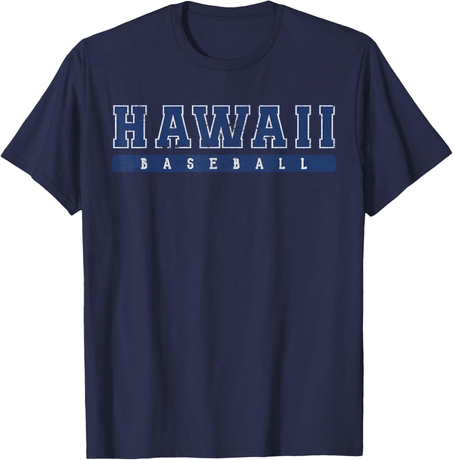Hawaii Baseball Blue Vintage Text T-Shirt - T-Shirt | Navy