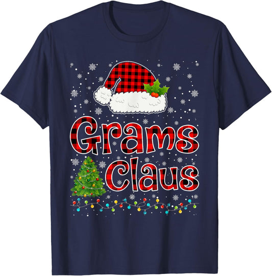Funny Grams Claus Christmas Lights Xmas Pajama Family T-Shirt - T-Shirt | Navy
