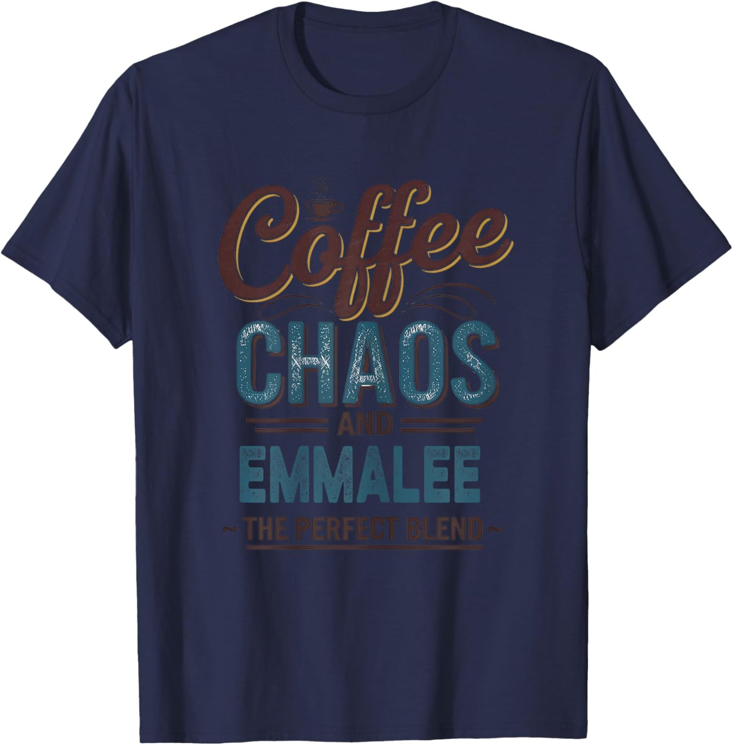 EMMALEE Personalized Cute Coffee Girls EMMALEE Name T-Shirt - T-Shirt | Navy