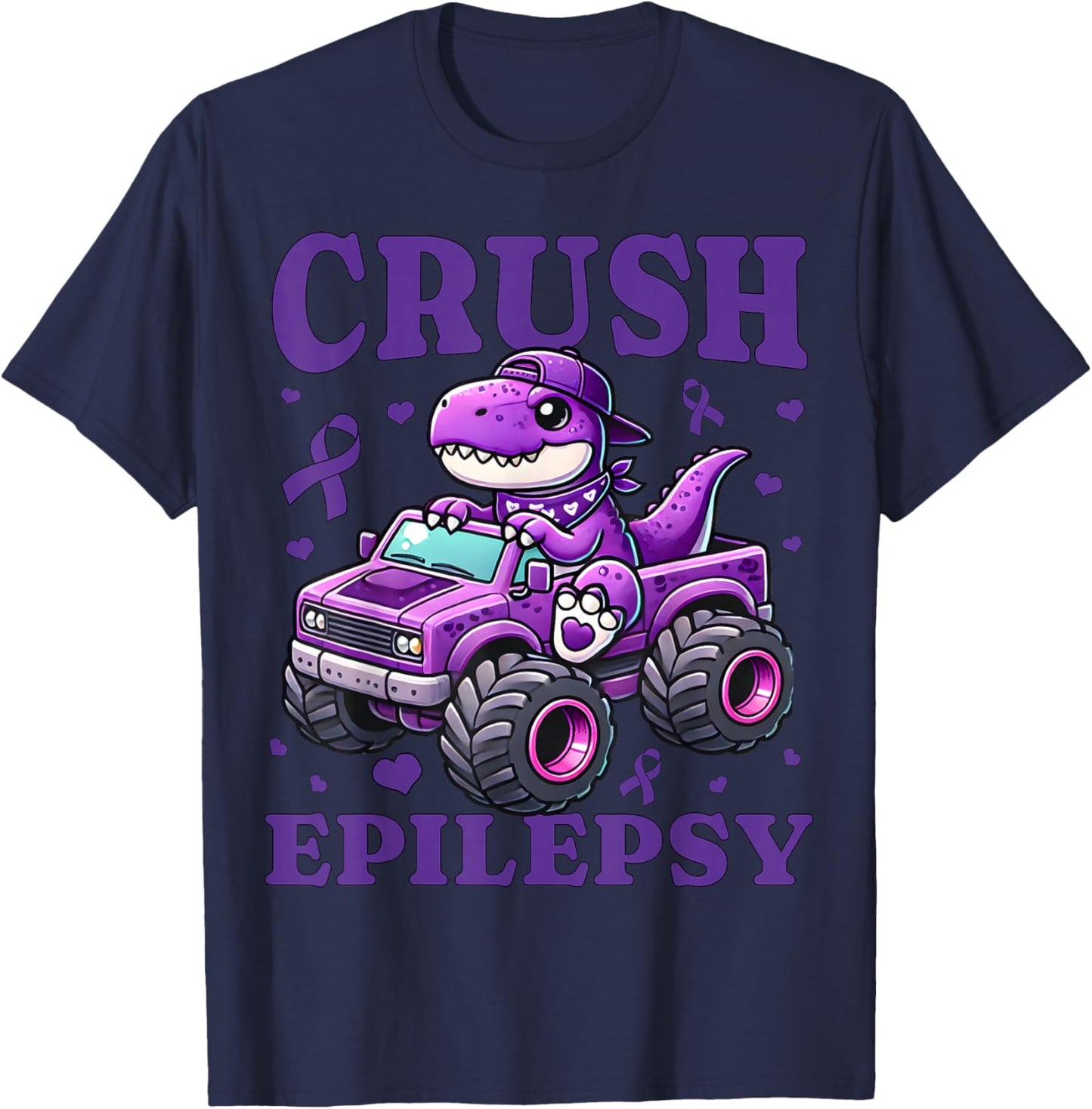 Crush Epilepsy Awareness For Kids Boys Girls Monster Truck T-Shirt - T-Shirt | Navy