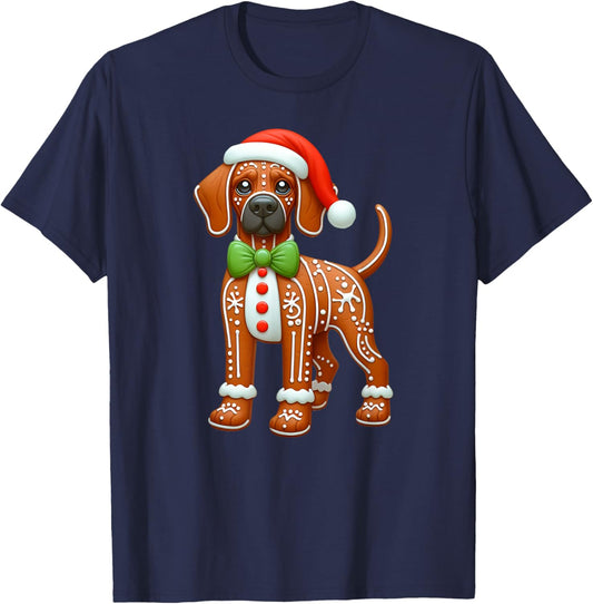 Gingerbread Man Rhodesian Ridgeback Christmas T-Shirt - T-Shirt | Navy