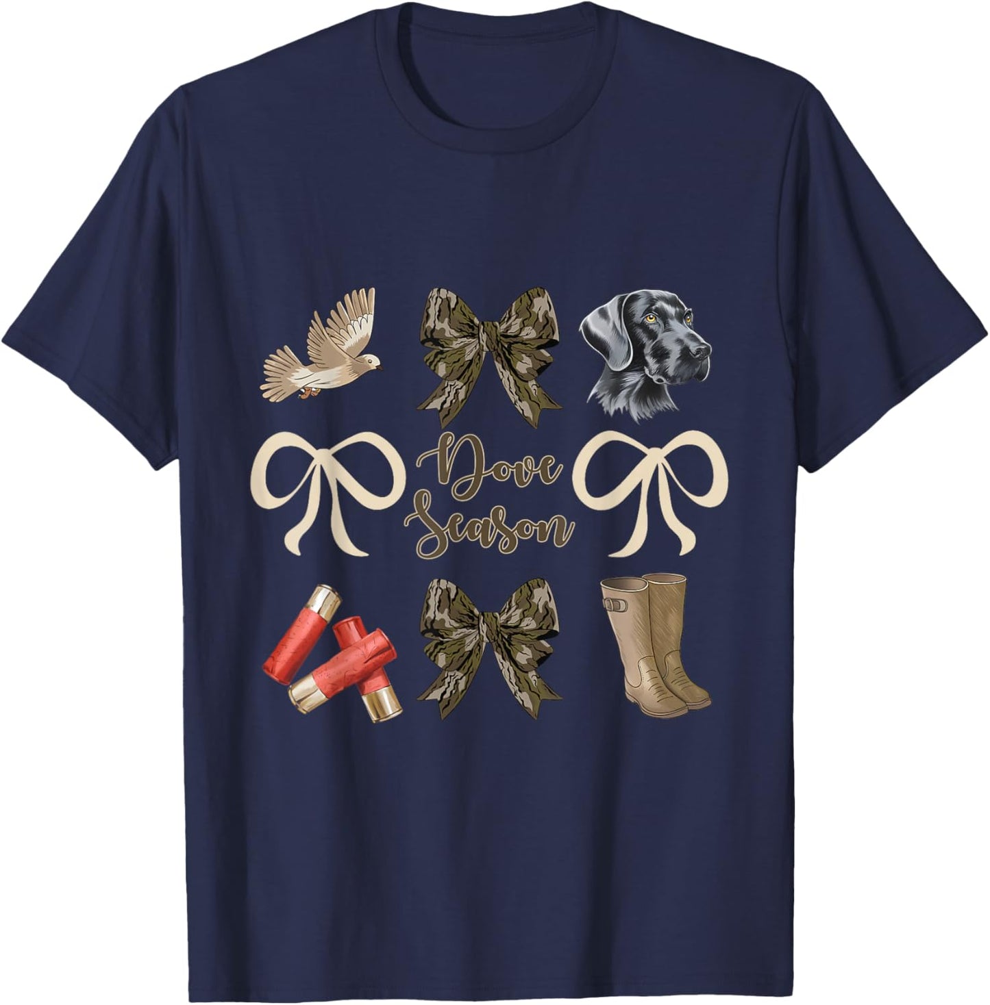 Camo Bow Coquette Dove Season Hunting Dove Hunter Hunt Girl T-Shirt - T-Shirt | Navy