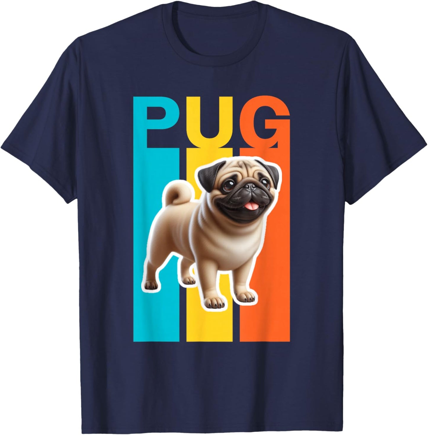 Colorful Pug T-Shirt - T-Shirt | Navy