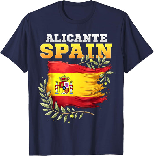 Alicante Spain Flag Espana Vacation Travel Souvenir T-Shirt - T-Shirt | Navy