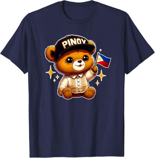 Pinoy Barong Teddy Bear Y2K Merch Philippines Flag Filipino T-Shirt - T-Shirt | Navy