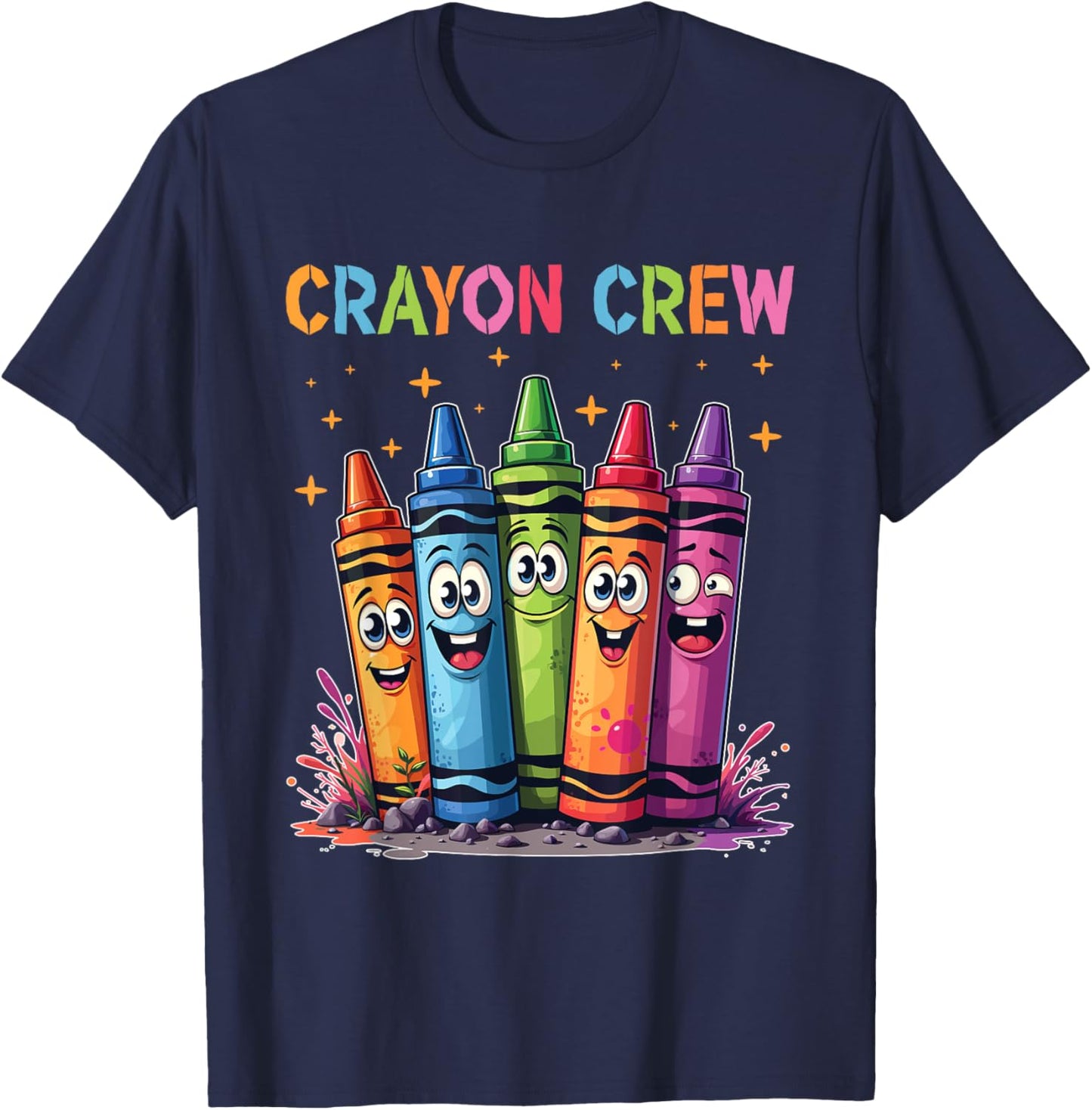 Coloring Art Drawing Color Funny Crayon Crew T-Shirt - T-Shirt | Navy