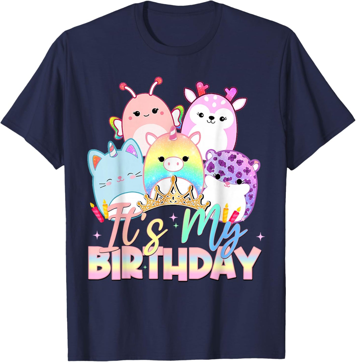 Birthday Party It's My Birthday Squish Squad Mallow Girls T-Shirt - T-Shirt | Navy