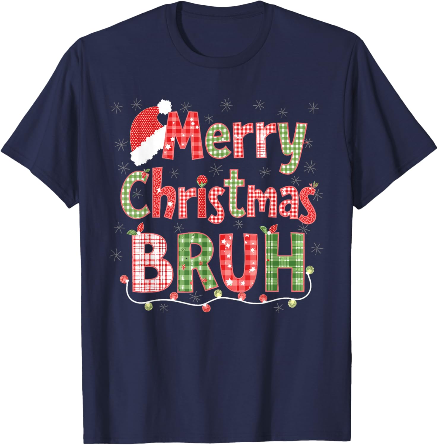 Merry Christmas Bruh Fun Festive Internet Humor Buffalo T-Shirt - T-Shirt | Navy