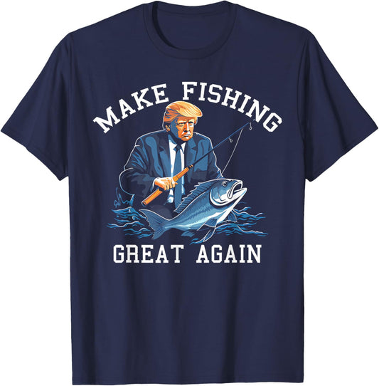 Trump Making Fishing Great Again T-Shirt - T-Shirt | Navy
