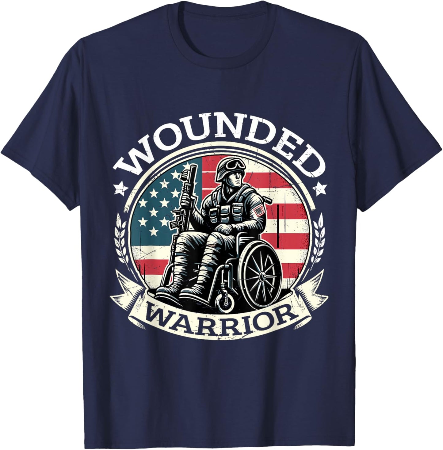 Wounded Warrior American Hero Veteran Military Support T-Shirt - T-Shirt | Navy