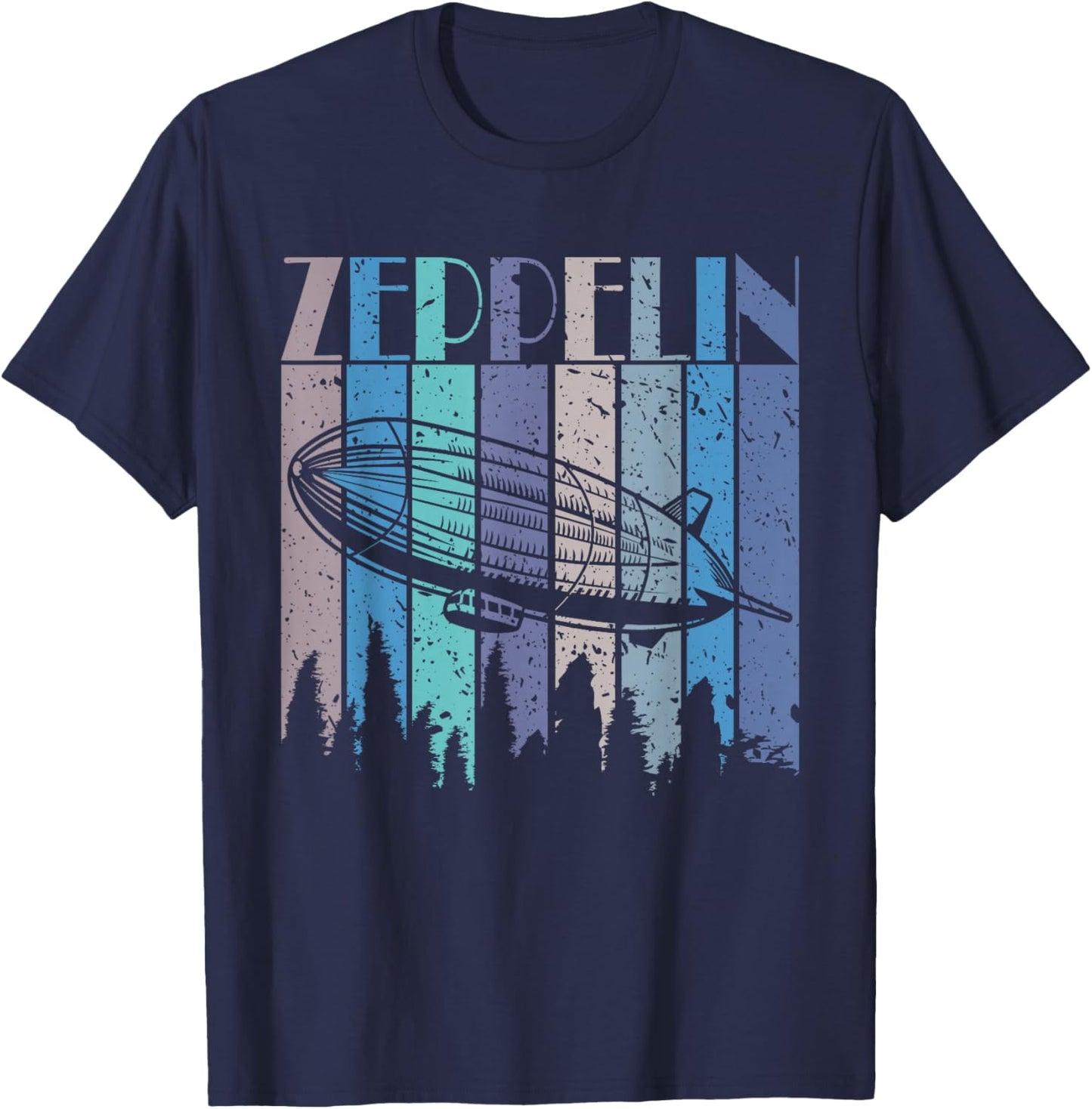 Vintage Zeppelin Funny Sunset Airship Pilot Dirigible Lovers T-Shirt - T-Shirt | Navy