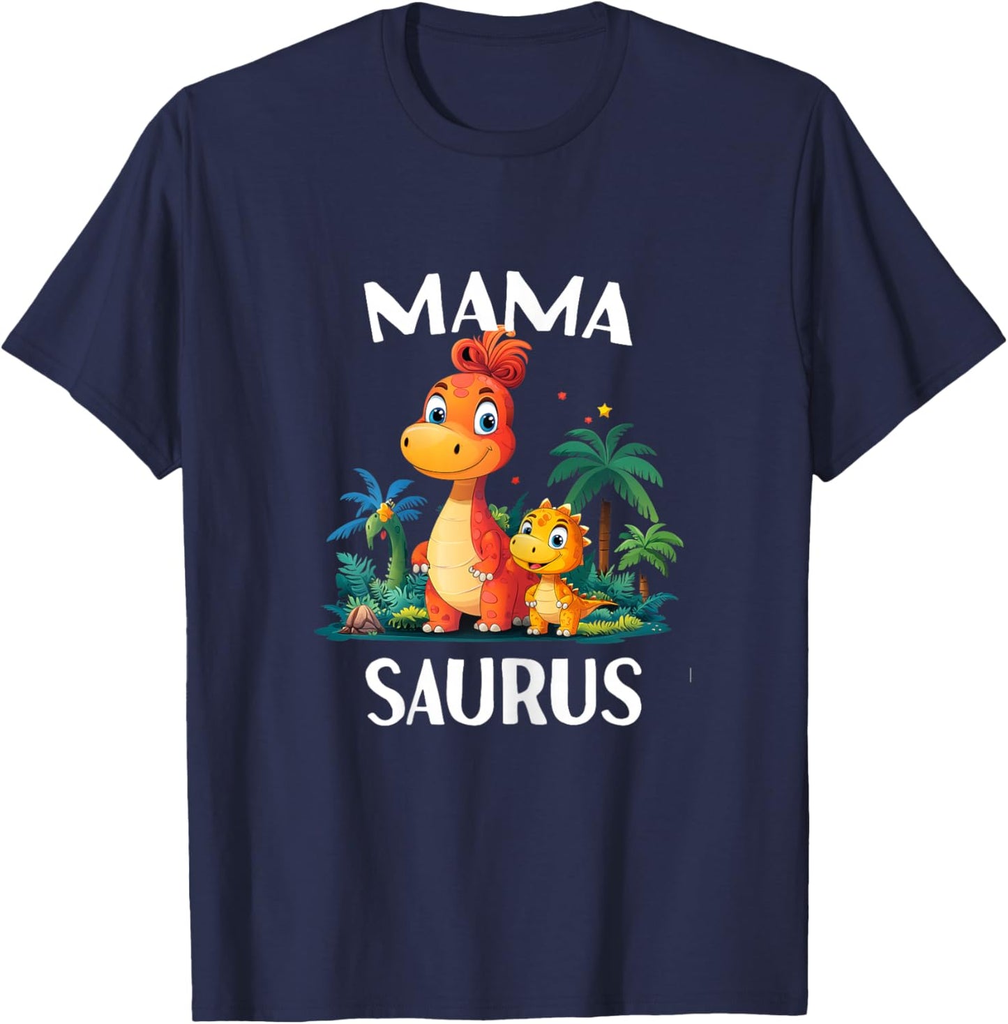 Mama Saurus Dinosaur Dino Matching Family Mom women T Rex T-Shirt - T-Shirt | Navy