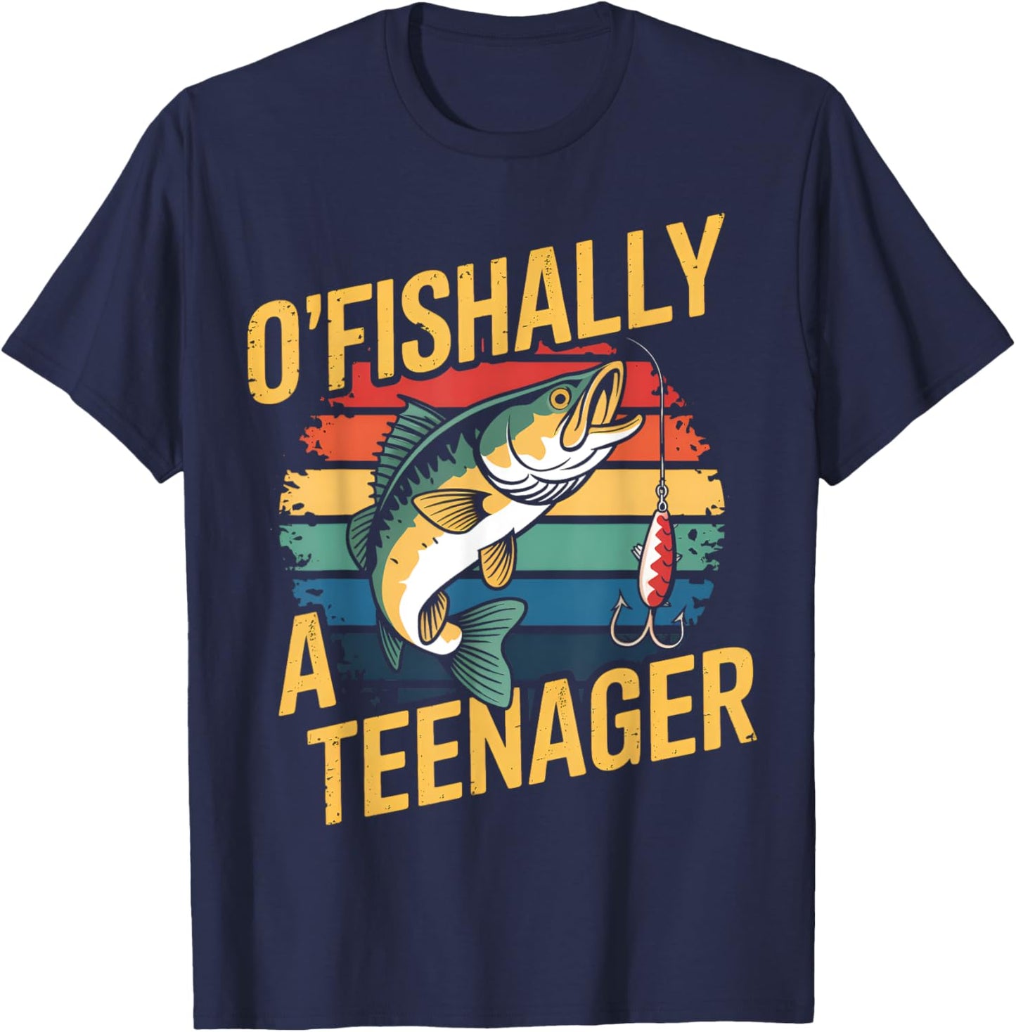 Vintage O'Fishally A Teenager Bass Fishing T-Shirt - T-Shirt | Navy