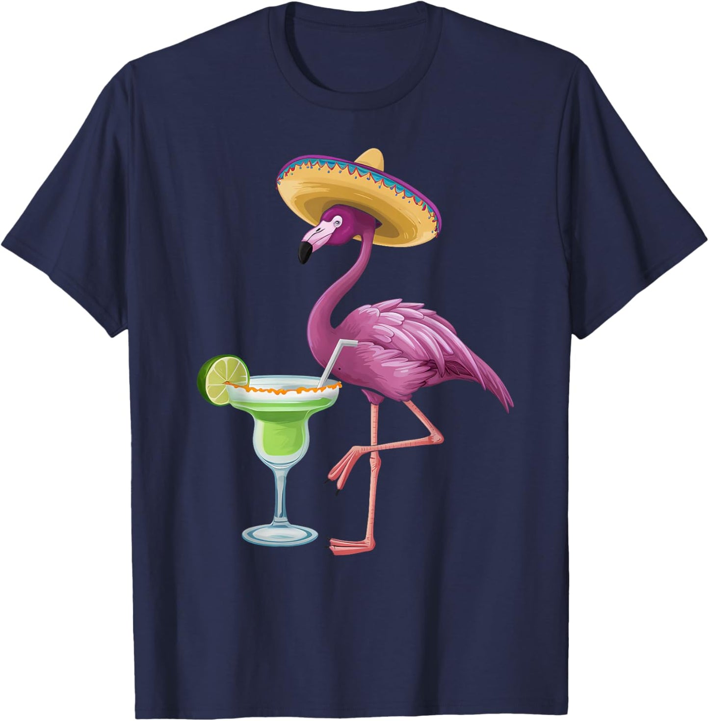 Mexican Flamingo Mexico Vacation Pink Tropical Flock 70s 80s T-Shirt - T-Shirt | Navy