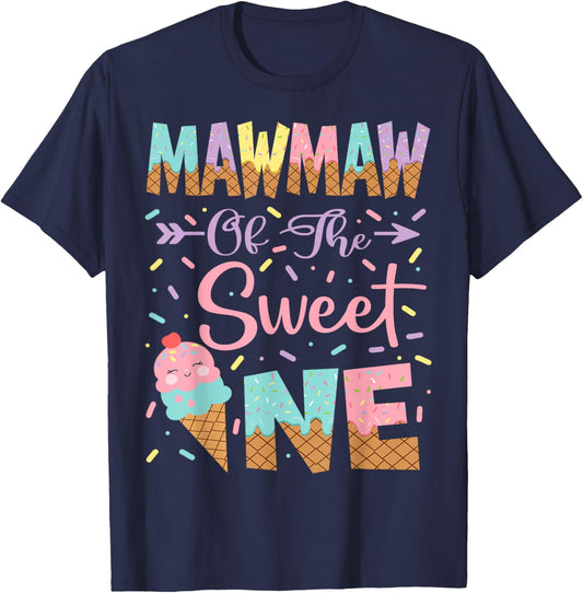 Mawmaw Of The Sweet One Ice Cream 1St Birthday Girl T-Shirt - T-Shirt | Navy