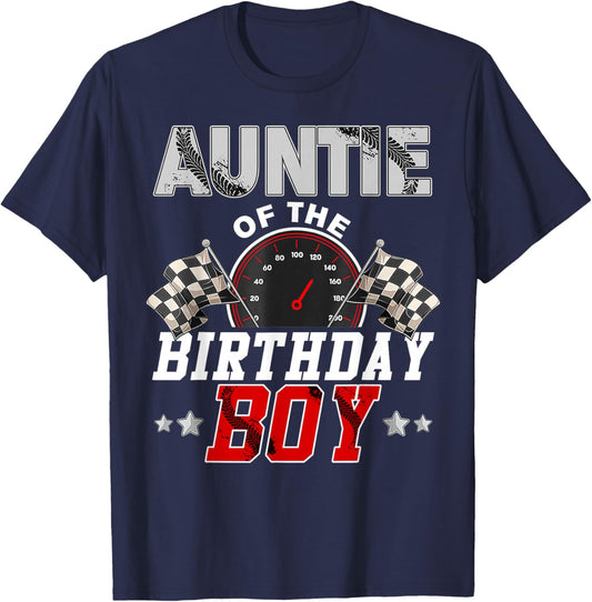Auntie Of The Birthday Boy Race Car Racing Car Driver T-Shirt - T-Shirt | Navy