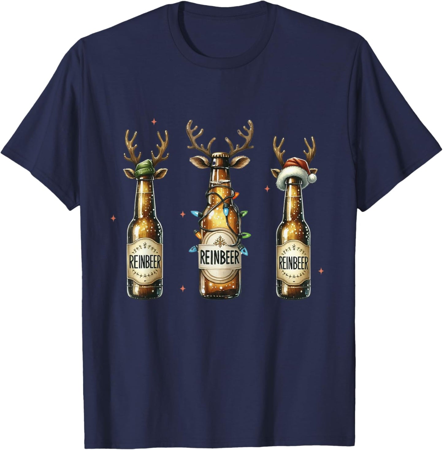 Reinbeers Funny Reindeer Beer Christmas Drinking T-Shirt - T-Shirt | Navy