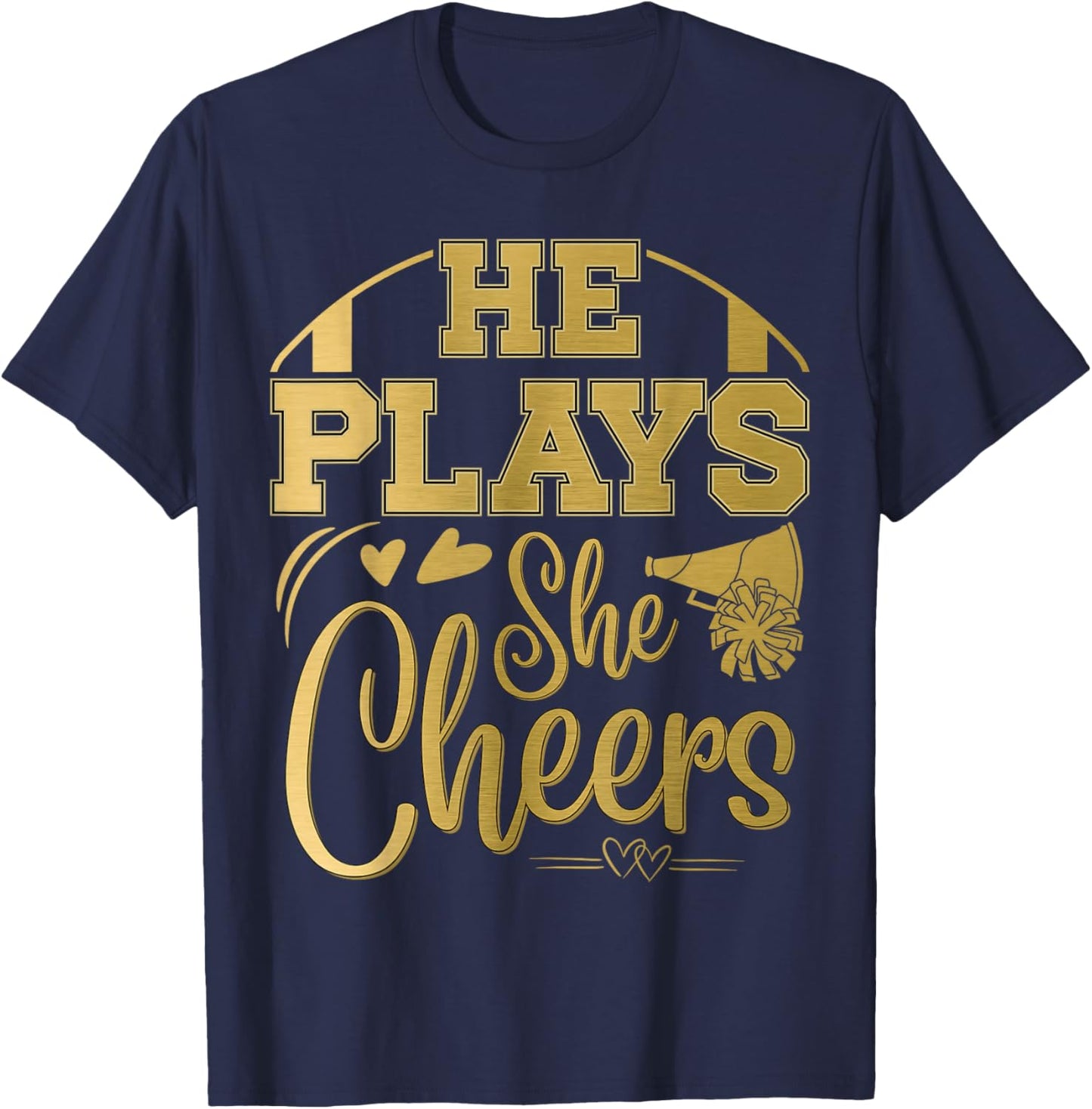 Football and Cheer Mom and Cheer Dad a Cheerleading Football T-Shirt - T-Shirt | Navy