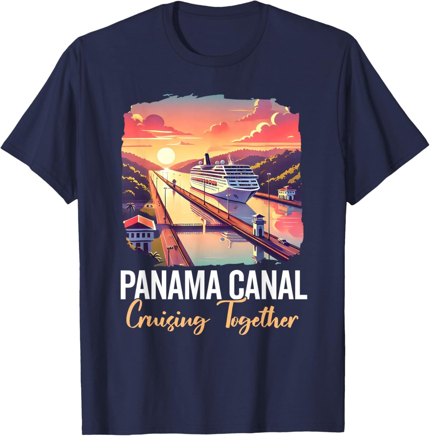 Panama Canal Cruise - Black, Small, Short Sleeve, -Adult, Kids, Families, Vacation, All Seasons T-Shirt - T-Shirt | Navy
