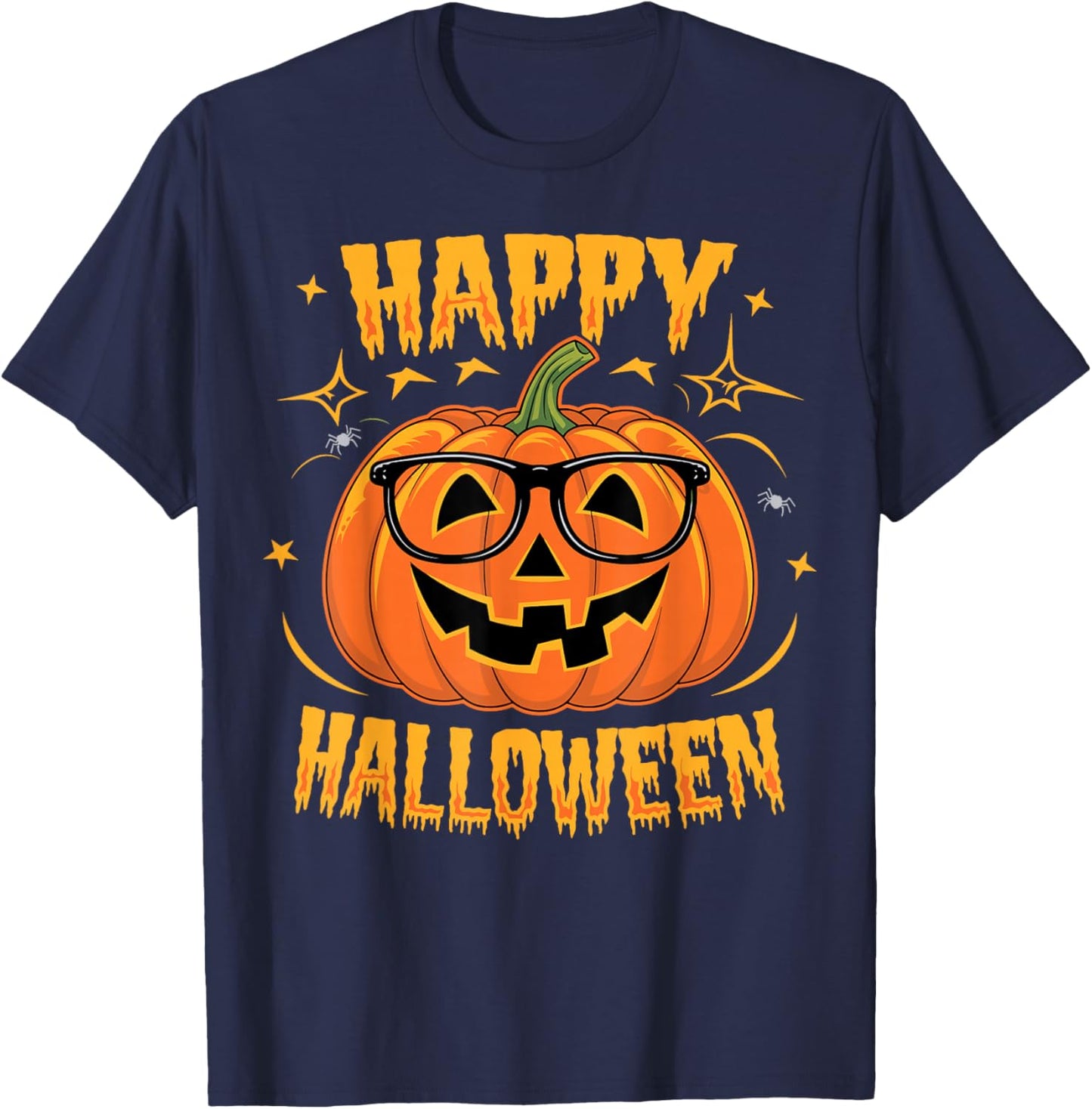 Halloween Funny Pumpkin Happy Halloween T-Shirt - T-Shirt | Navy