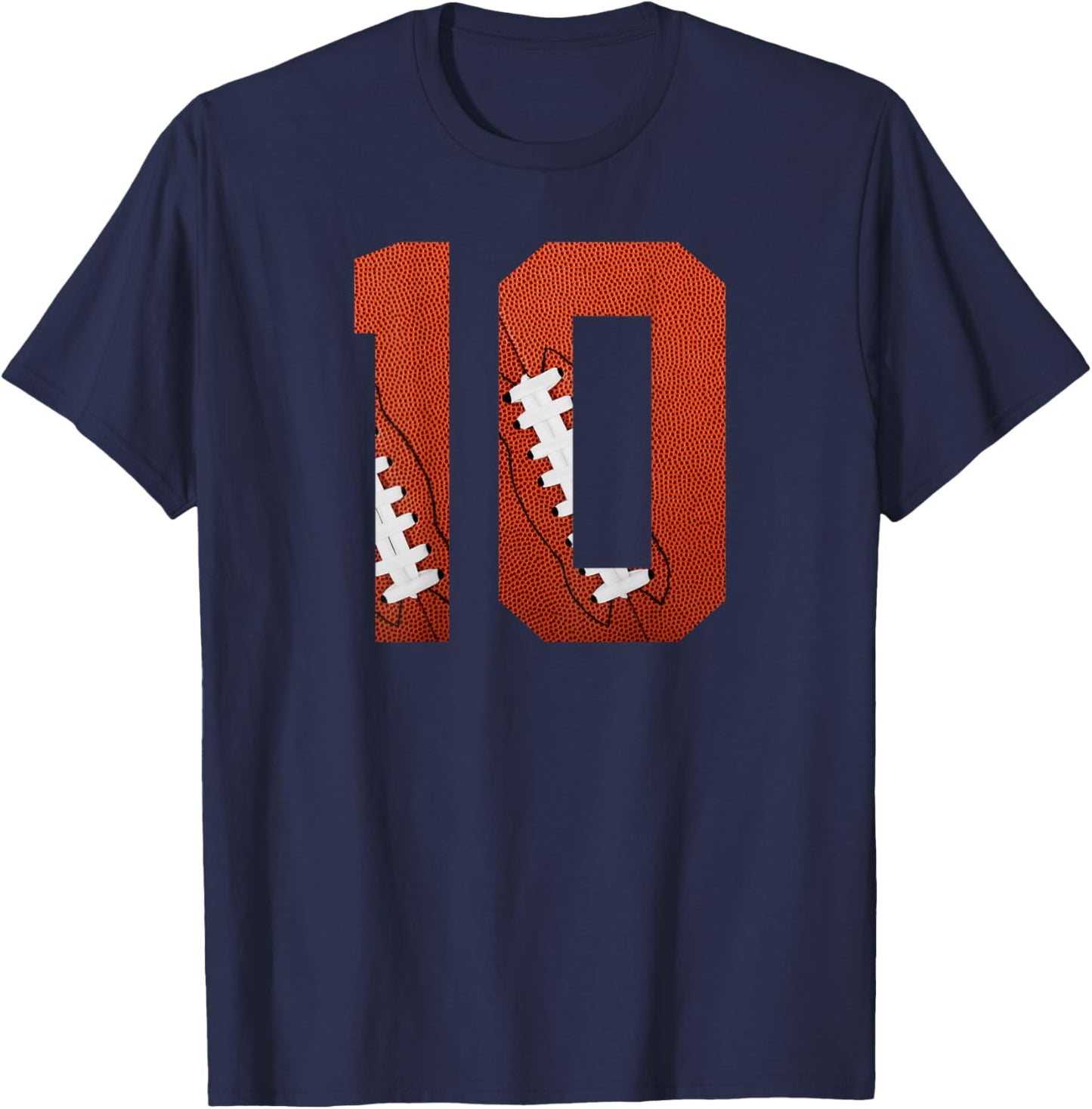 Number 10 BACKSIDE - American Football Jersey Numbered T-Shirt - T-Shirt | Navy