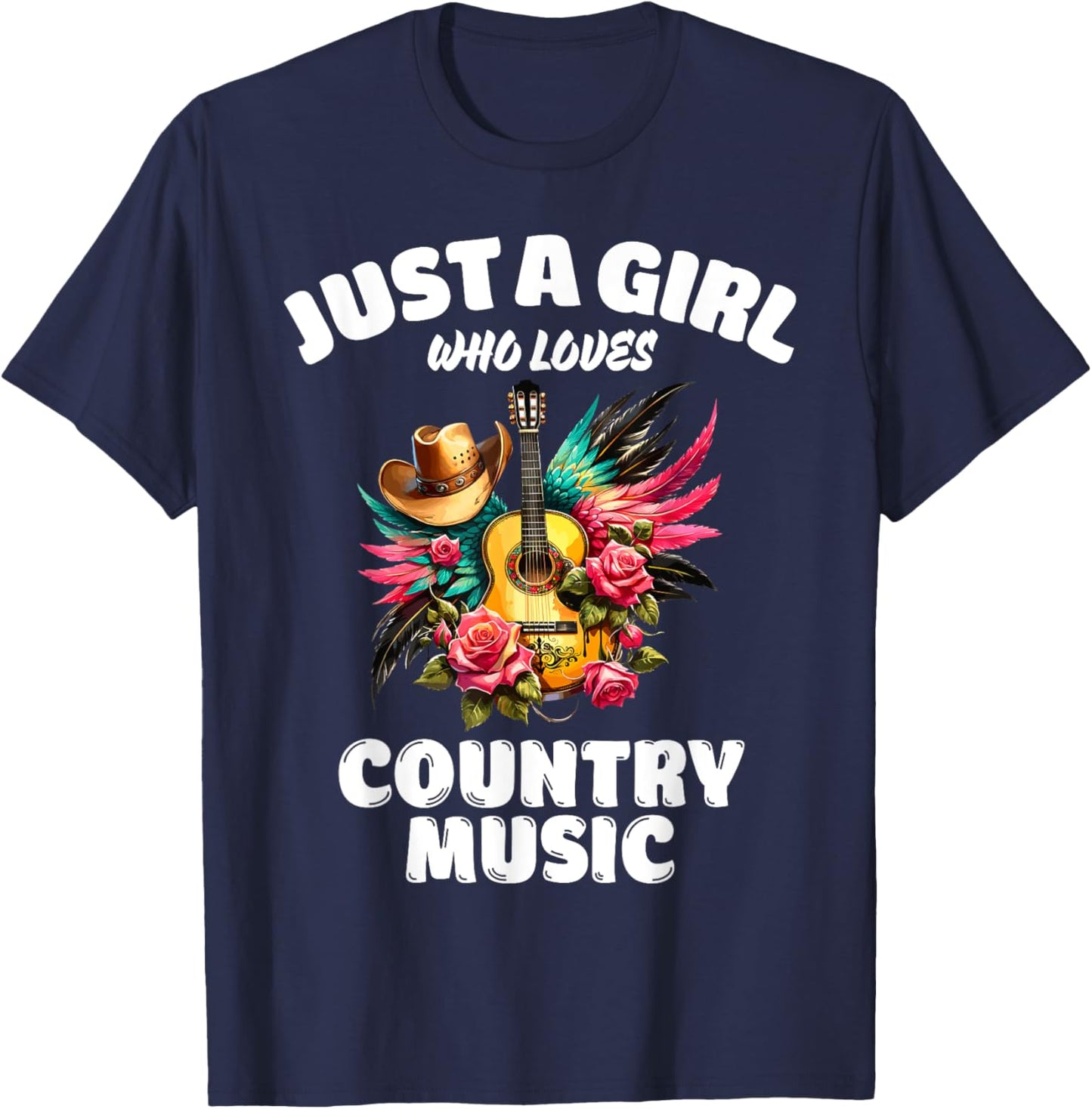 Just A Girl Who Loves Country Music, Music Lover T-Shirt - T-Shirt | Navy