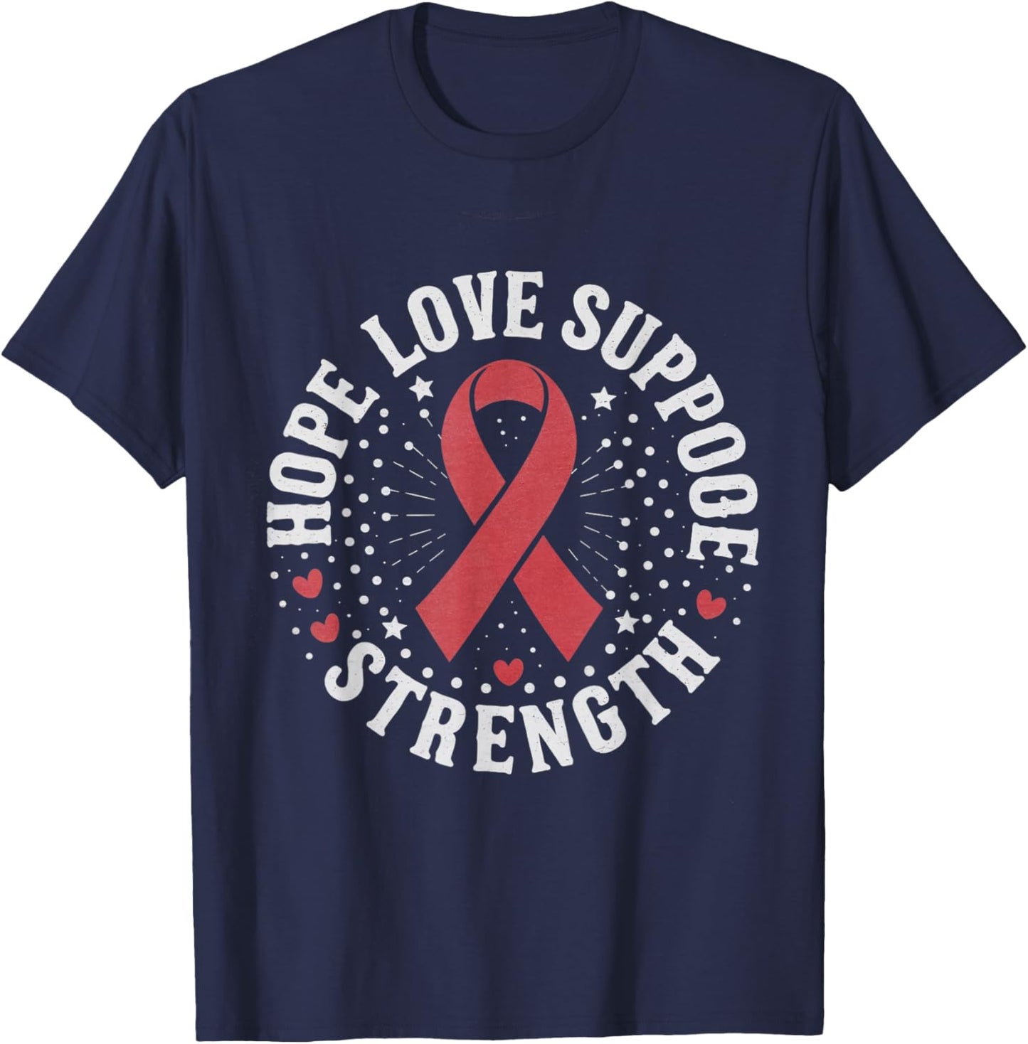 Red Ribbon Week 2024 HOPE LOVE SUPPORT Red Ribbon Week T-Shirt - T-Shirt | Navy