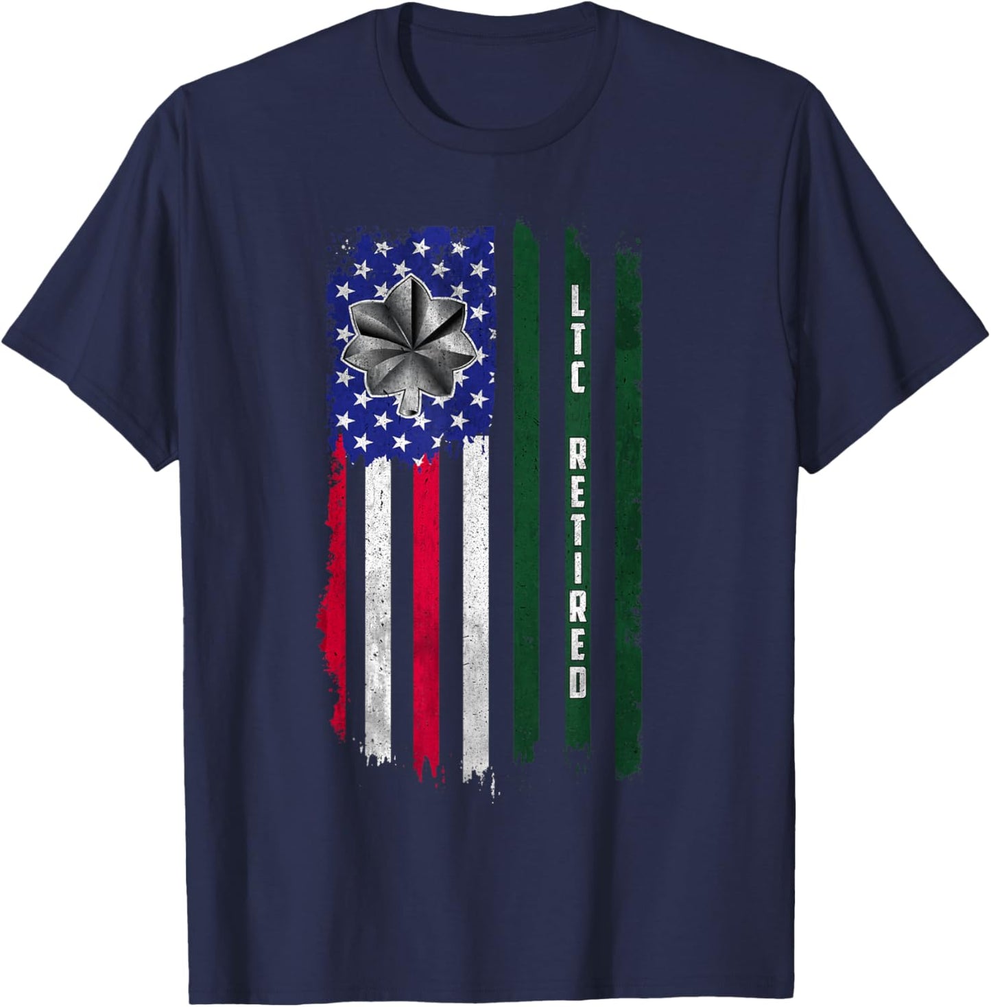 Retired O-5 Lieutenant Colonel LTC Rank American Flag Papa T-Shirt - T-Shirt | Navy